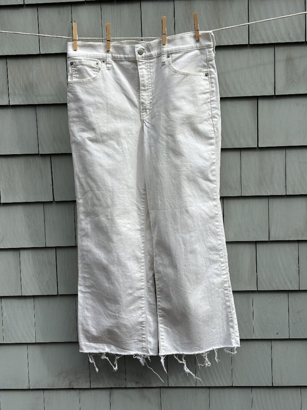 J.Crew White Wide Leg Crop Jeans Raw Hem Size 30 US 10 Like New $148
